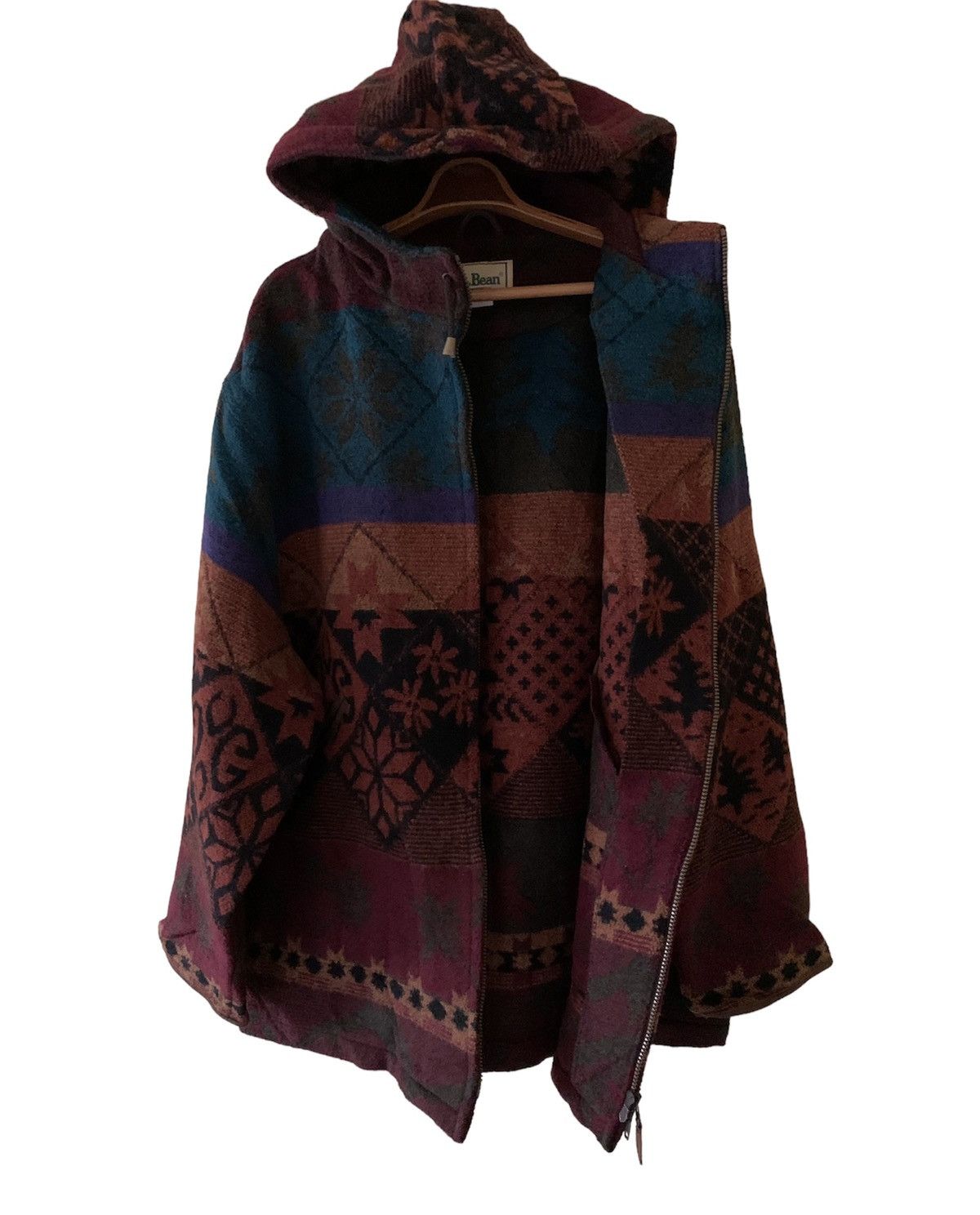L.L. Bean LL BEAM native Navajo wool hoodie motive made In PORTUGAL Size US S / EU 44-46 / 1 - 6 Thumbnail
