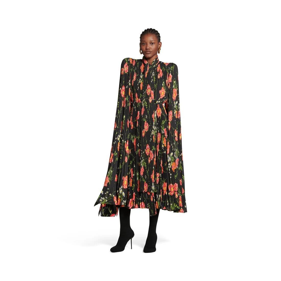 Balenciaga o1bcso1str0525 Poppy Scarf Pleated Dress in Multicolor Size M / US 6-8 / IT 42-44 - 2 Thumbnail