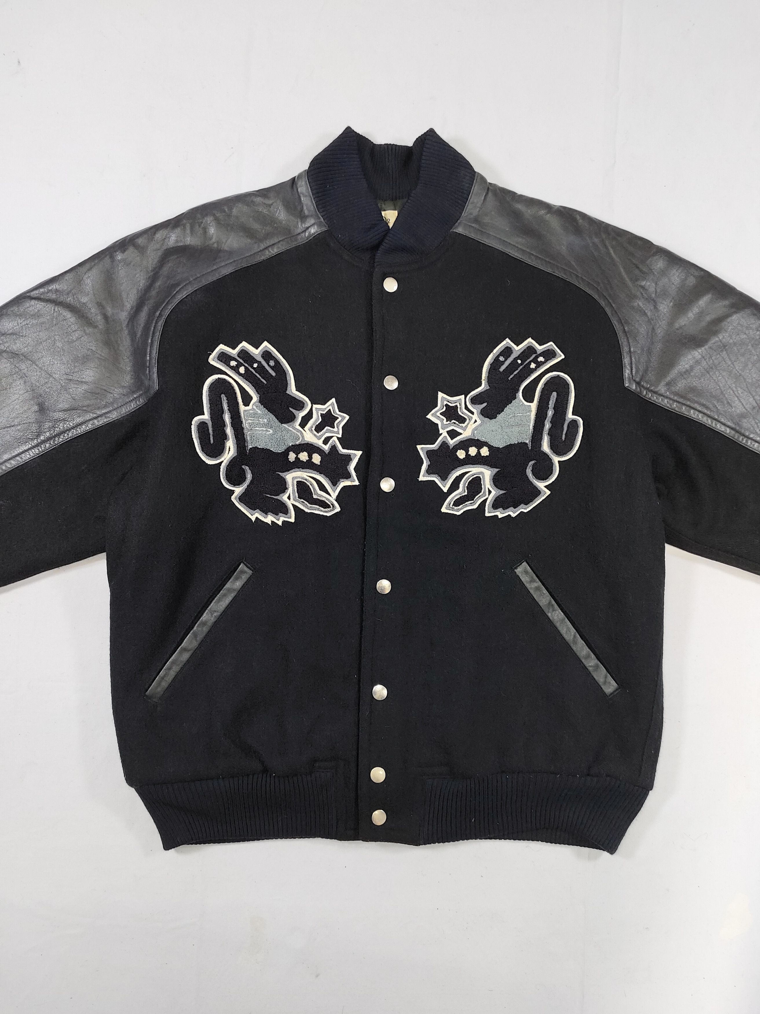 Kansai Yamamoto ARCHIVE📕80s Kansai O2 Artifact Art Wool Leather Varsity Size US M / EU 48-50 / 2 - 8 Thumbnail