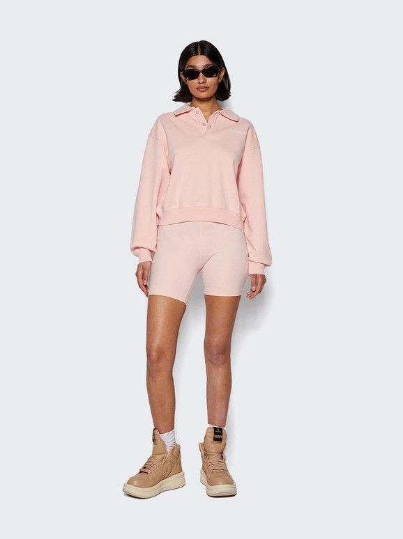 Sporty & Rich o1mle0525 Serif Logo Biker Shorts Ballet in Pink Size 28" / US 6 / IT 42 - 2 Thumbnail