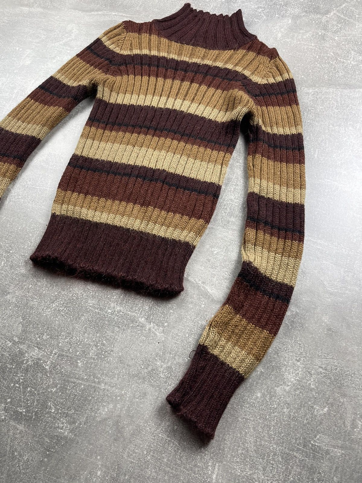 Dolce & Gabbana Dolce&Gabbana Vintage Striped Ribbed Wool Turtleneck Sweater Size XS / US 0-2 / IT 36-38 - 5 Thumbnail