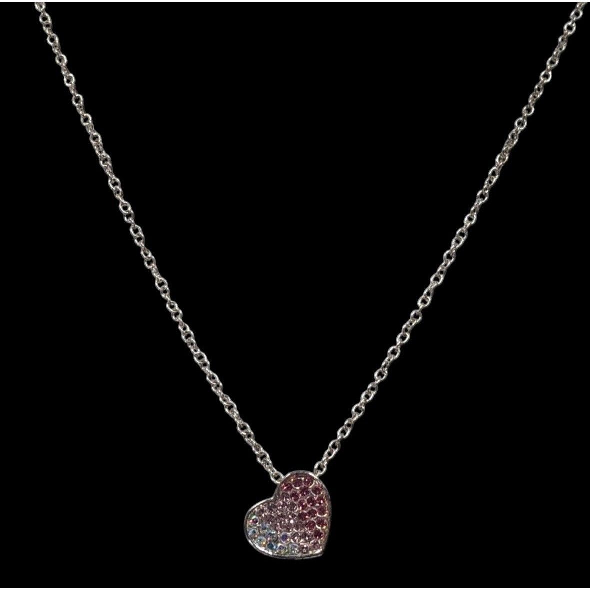 Other Coquette Heart Pendant Necklace With Pink And White Rhinesto Size ONE SIZE - 2 Thumbnail