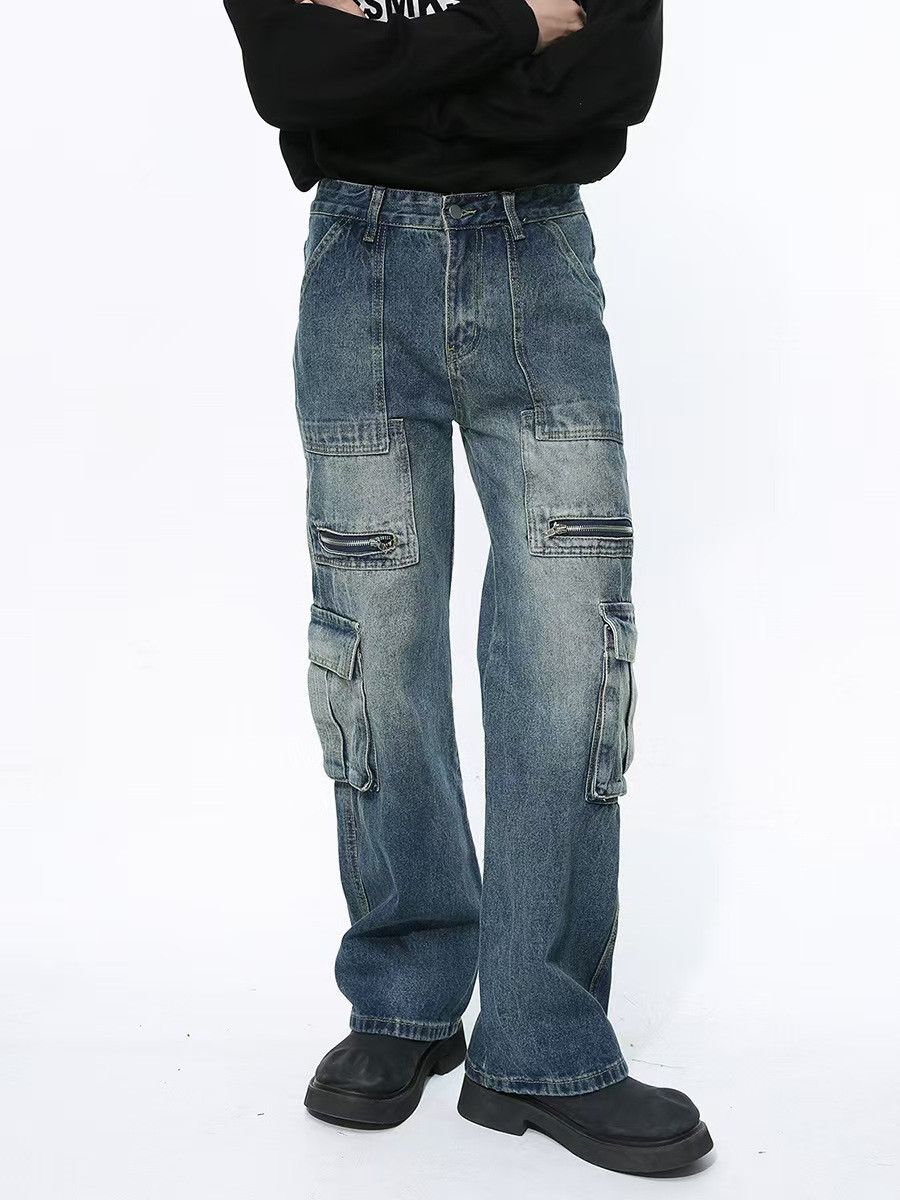 Japanese Brand × Jean Washed and distressed hip hop straight leg jeans Size US 32 / EU 48 - 2 Thumbnail