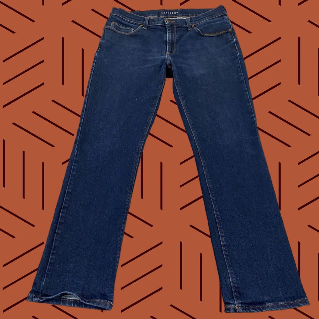 Mott & Bow MOTT & BOW Jeans Men 36x32 Straight Dark Blue Light Wash Denim Stretch 5-Pocket Regular Belt Loops Mid Rise Blue Vintage? No. Size US 36 / EU 52 - 1 Thumbnail