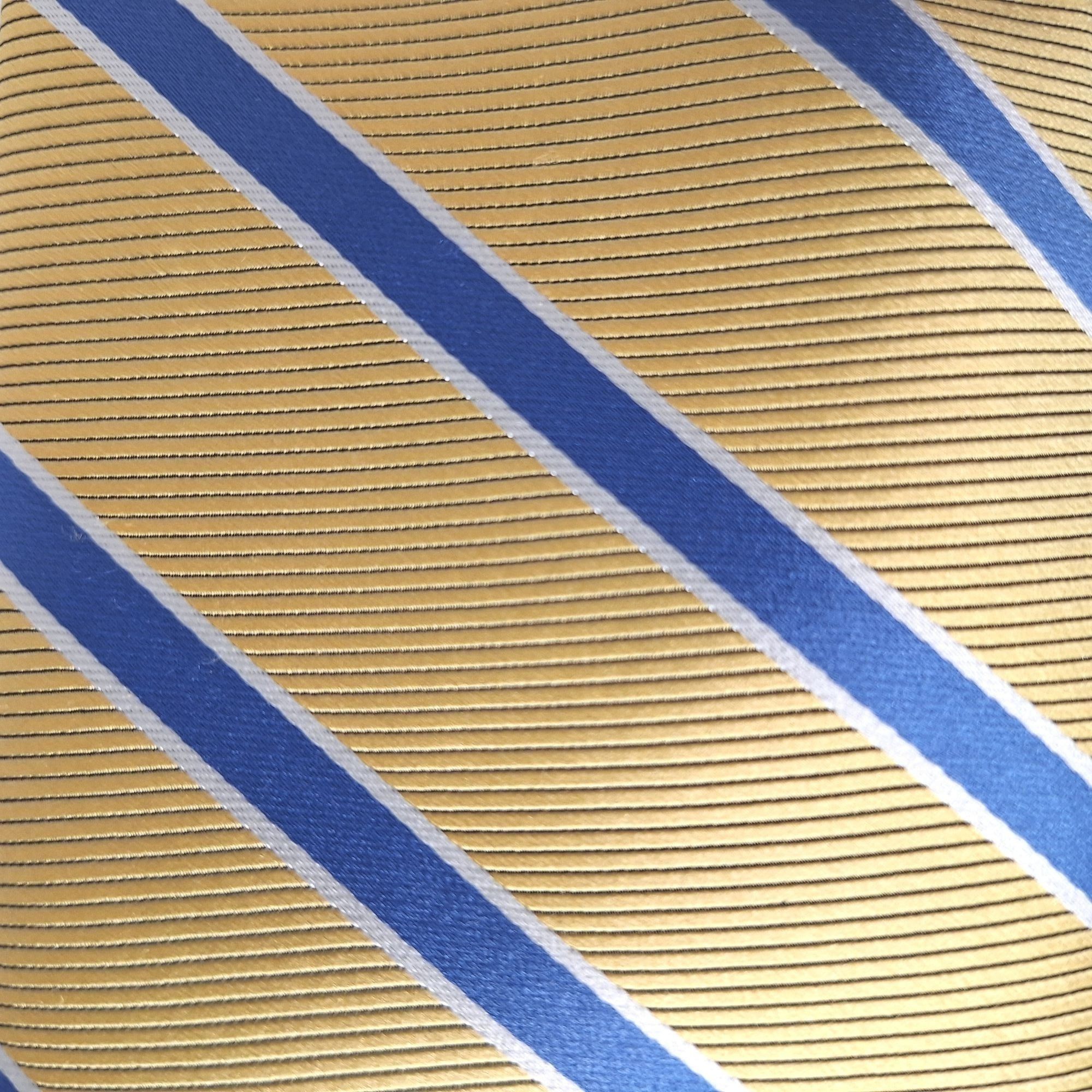 Brooks Brothers Brooks Brothers Gold Blue Striped Silk Tie Preppy Quiet Luxu Size ONE SIZE - 2 Thumbnail