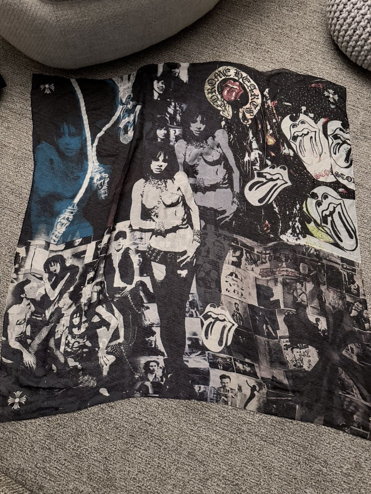 Chrome Hearts Chrome Heart Rolling Stones silk scarf Size ONE SIZE - 1 Thumbnail