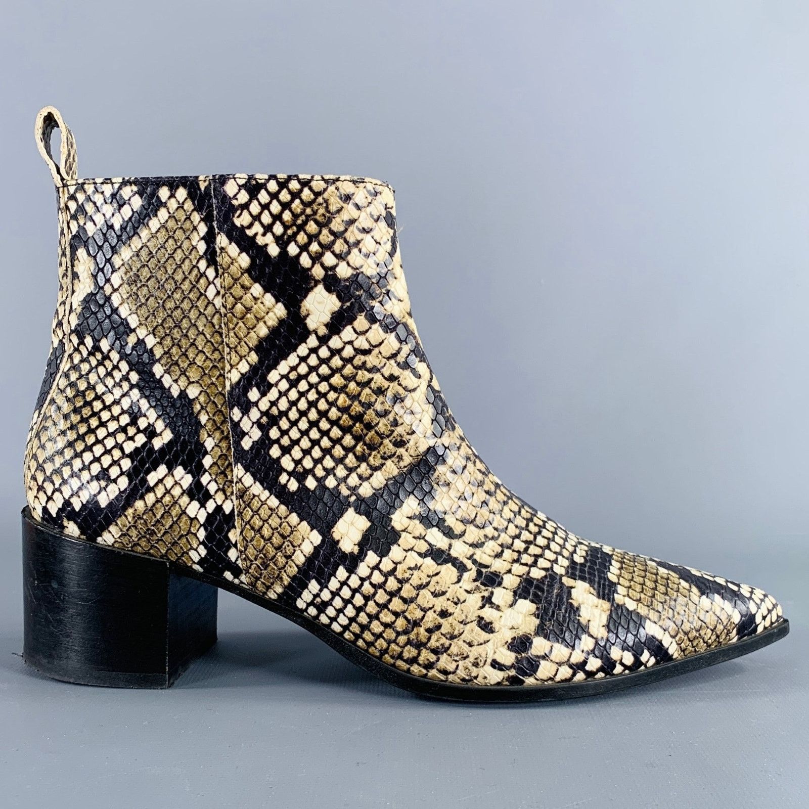 Everlane EVERLANE Size 6.5 Brown Cream Leather Snake Embossed Boots Size US 6.5 / IT 36.5 - 2 Thumbnail