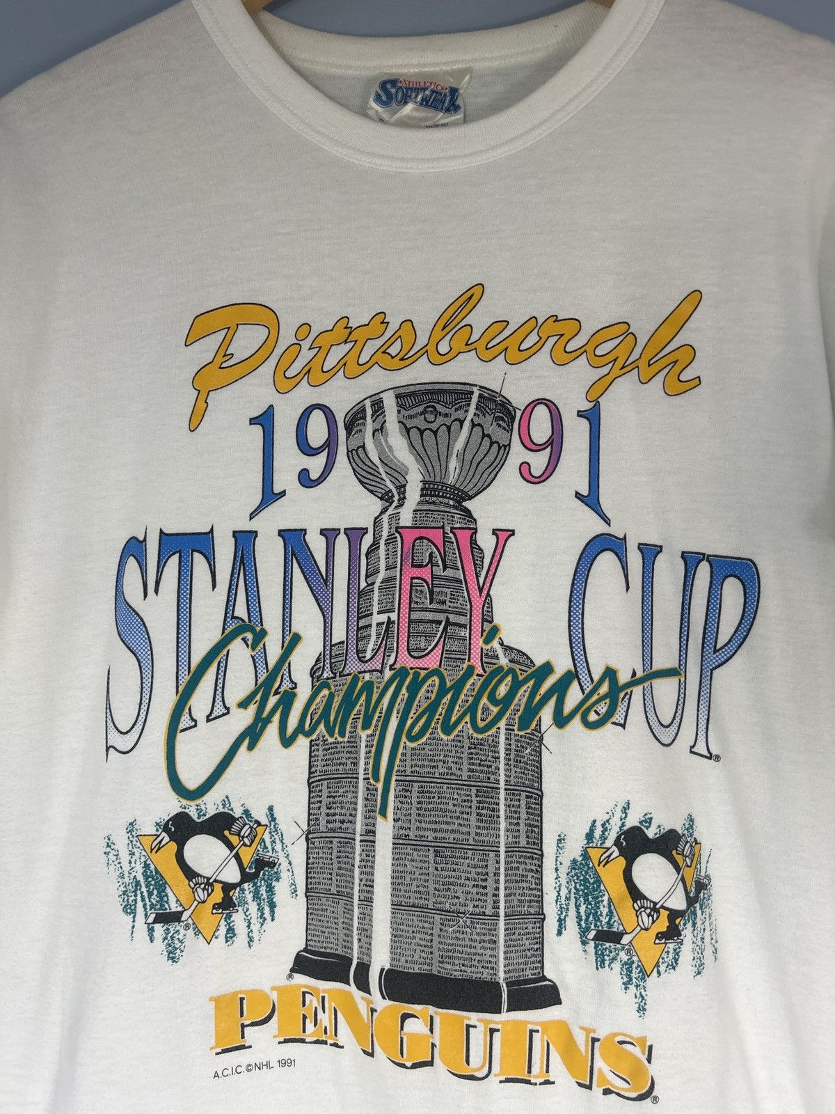 NHL × Vintage Vintage 1991 Pittsburgh Penguins Stanley Cup Champions Tee Size US M / EU 48-50 / 2 - 2 Thumbnail