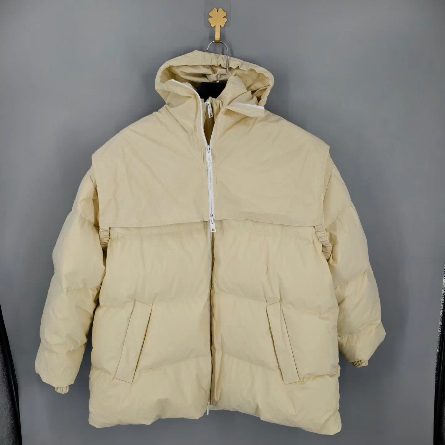 Bottega Veneta Beige Stand Collar Down Jacket M