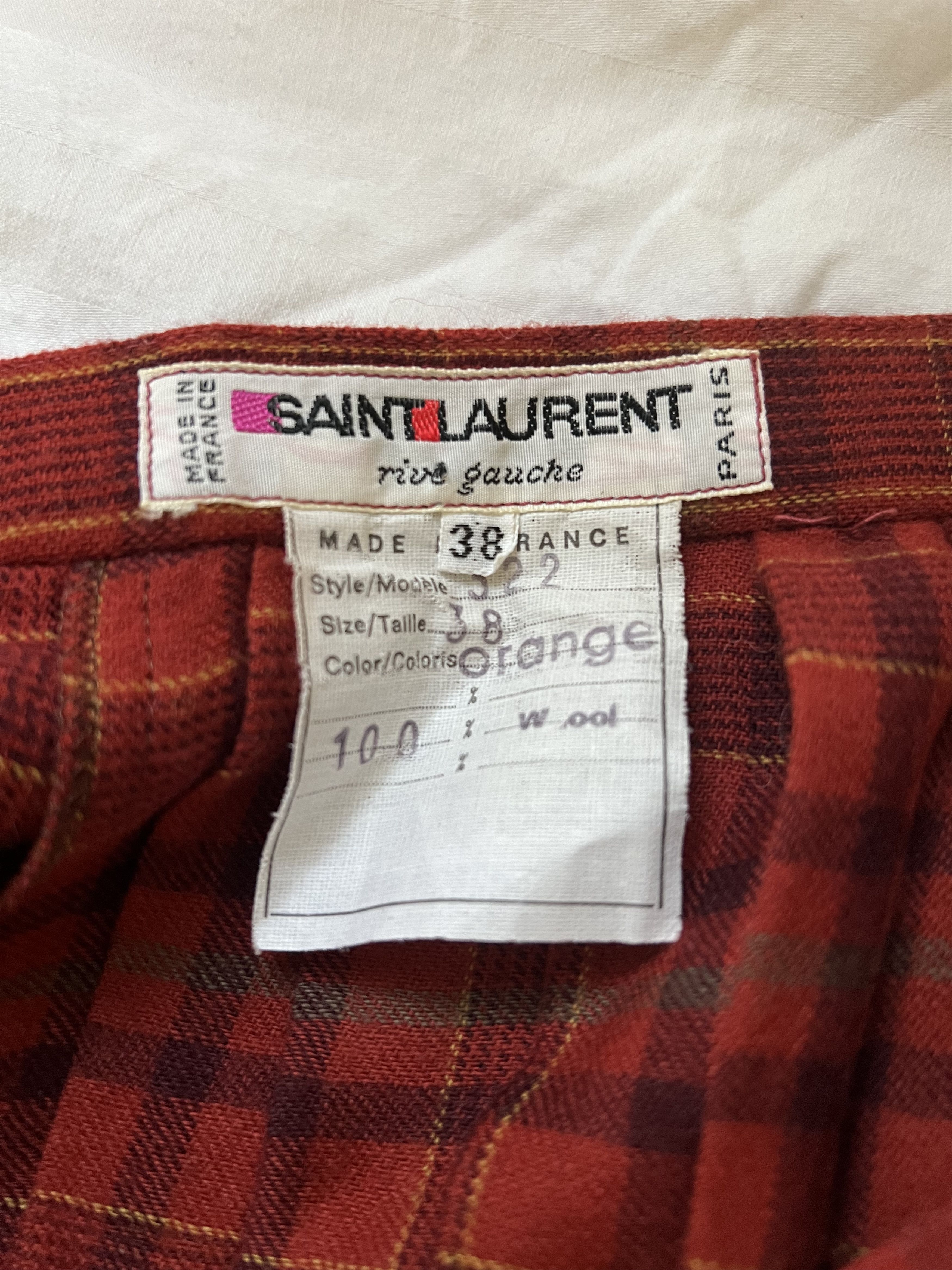 Yves Saint Laurent Vintage YSL Rive Gauche Wool Plaid Wrap Skirt Size 30" / US 8 / IT 44 - 5 Thumbnail