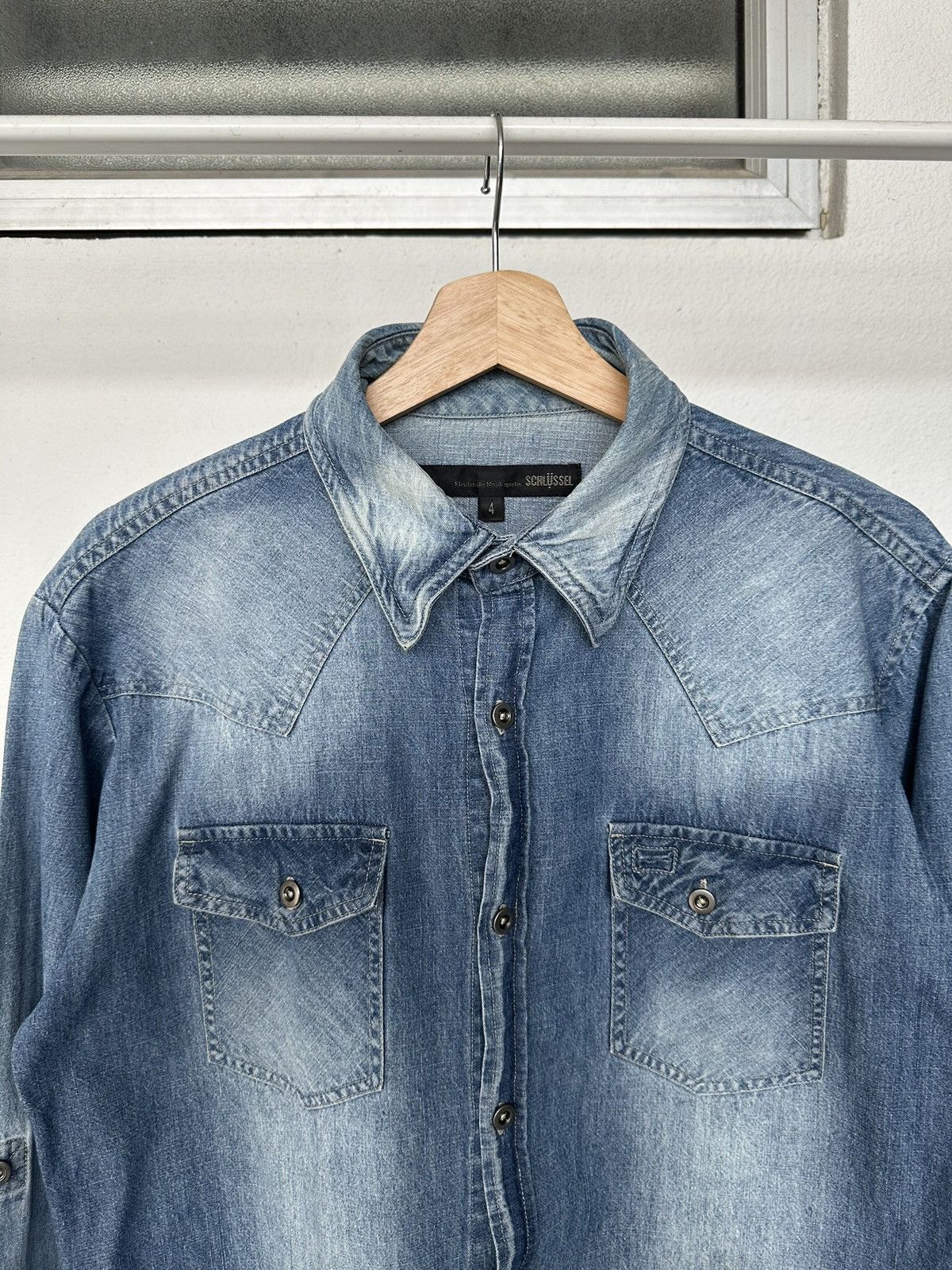 Schlussel 00's Schlussel j-rock stonewash denim shirt Size US M / EU 48-50 / 2 - 8 Thumbnail