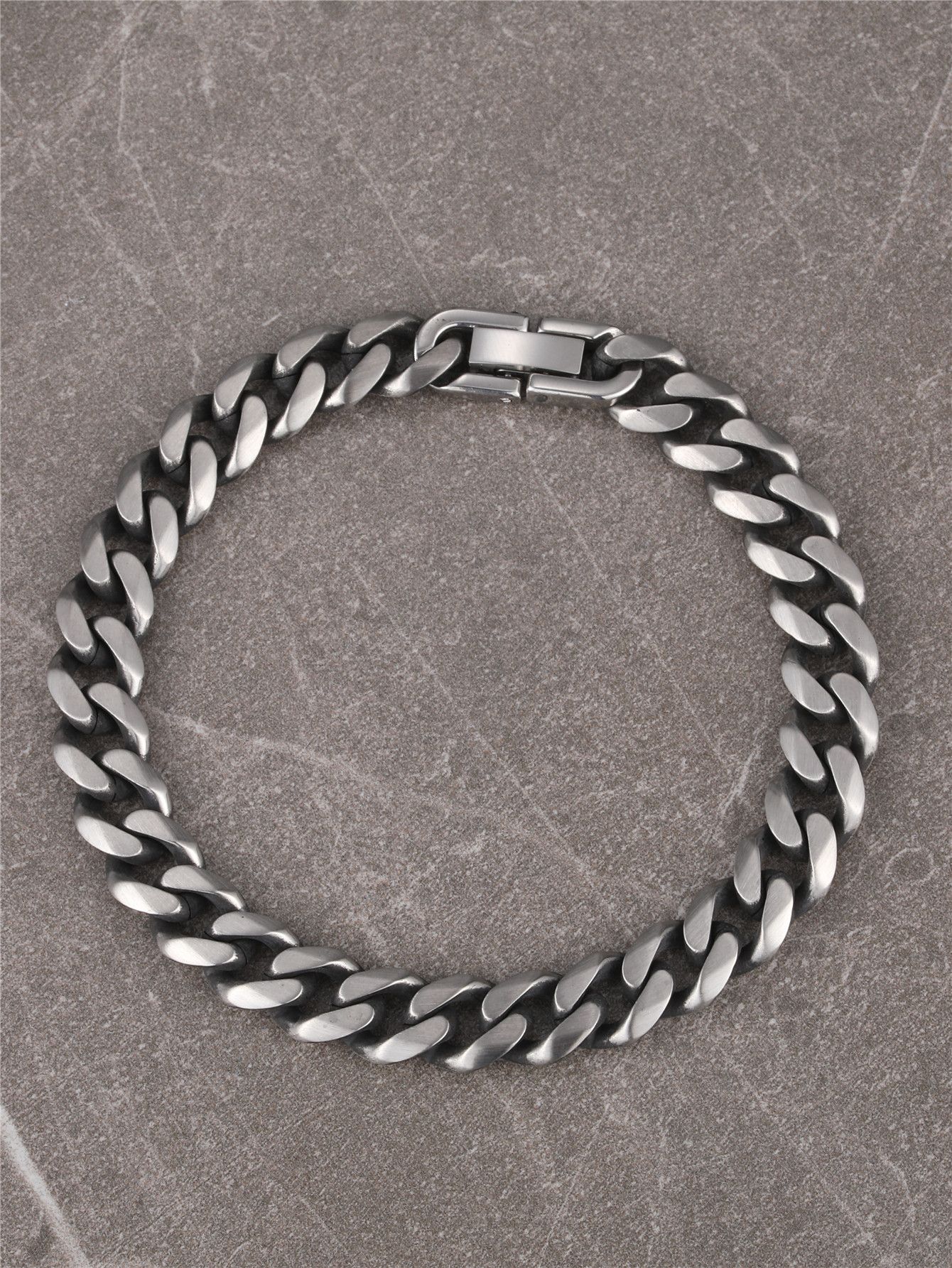 Jewelry Stainless Steel Bracelet Curb Rapper 8.3" Size ONE SIZE - 1 Thumbnail