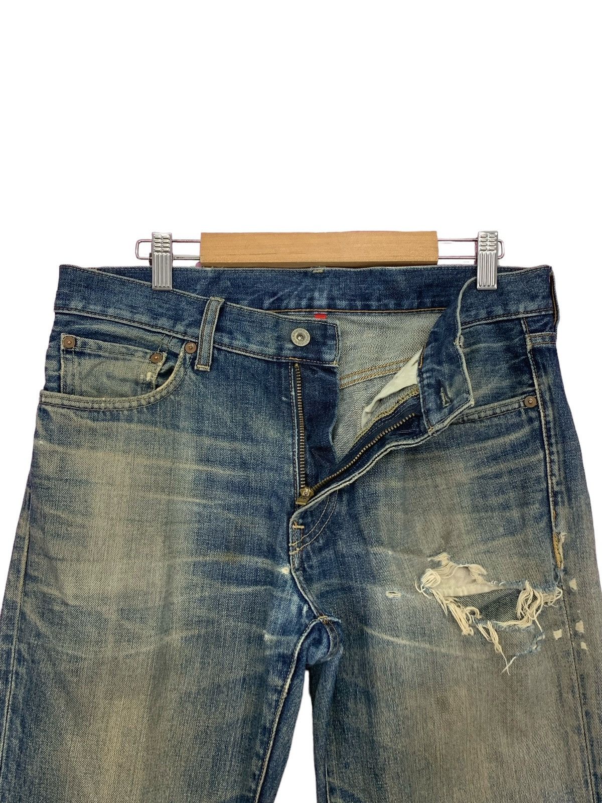 Japanese Brand Mud Wash Y2K Tokyo Distressed Regular Straight Denim (AD24) Size US 31 - 12 Thumbnail