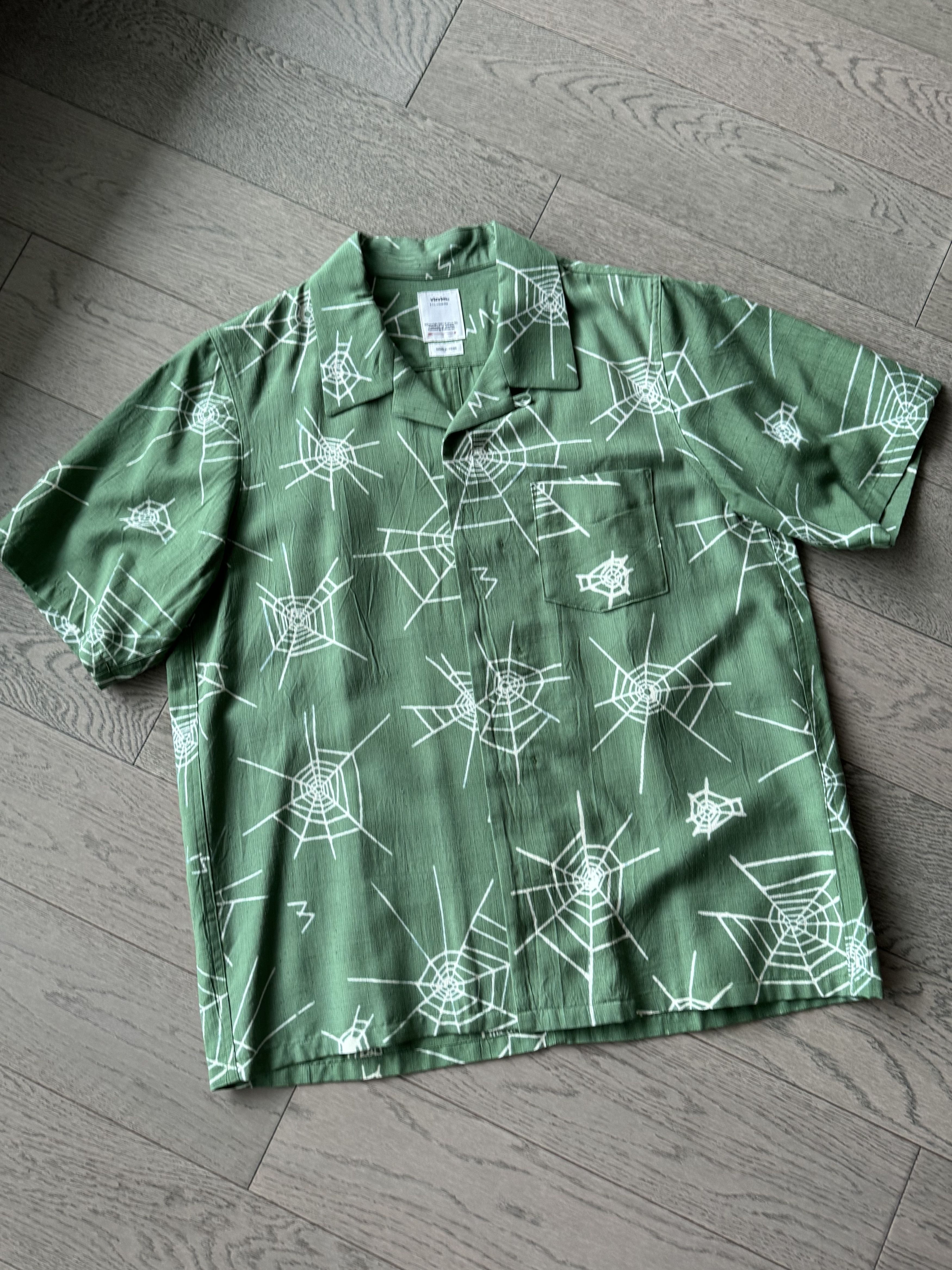 image of Visvim Free Edge Shirt S/s Coppe in Green, Men's (Size Small)