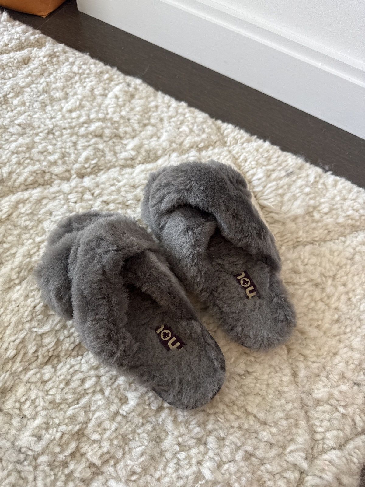 Mou Mou Fuzzy Shearling Slippers – Grey Size US 7 / IT 37 - 3 Thumbnail