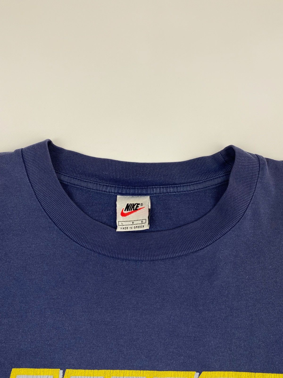 Nike × Vintage 1990’s Vintage Distressed Nike Big Logo T-Shirt Size US L / EU 52-54 / 3 - 6 Thumbnail