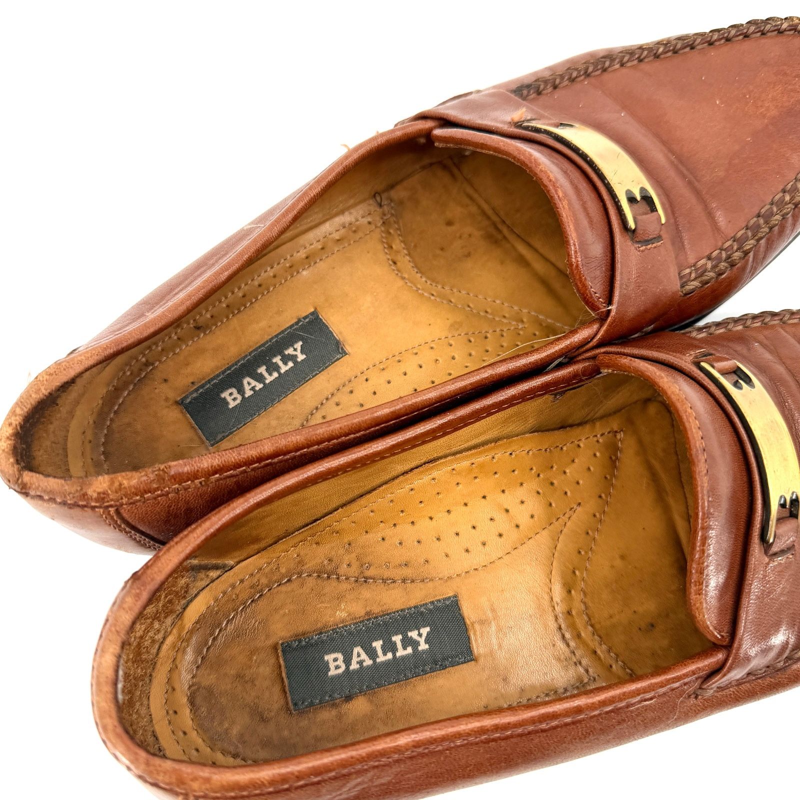 Bally Vintage 80s Italian Brown Leather Ruvera Gold Bit Loafers Size US 6.5 / EU 39-40 - 11 Thumbnail