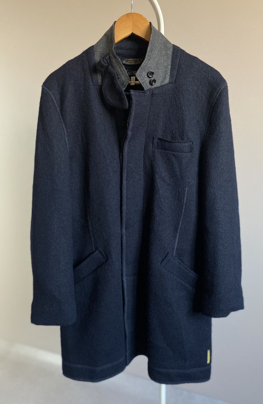 Armani Armani Jeans Wool Coat Navy Long Jacket Size US S / EU 44-46 / 1 - 1 Thumbnail