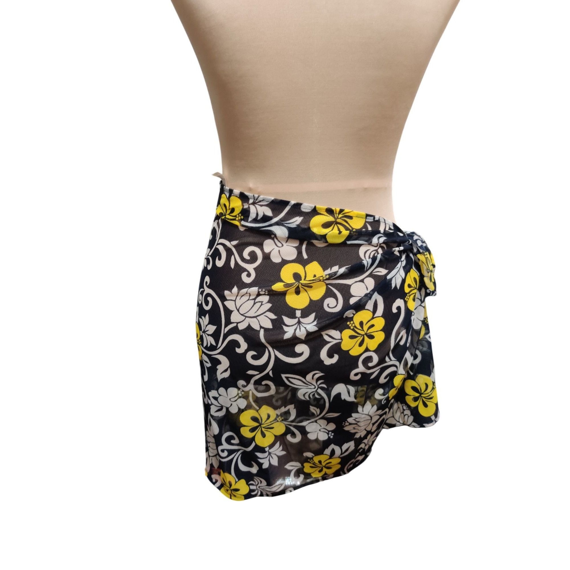Vintage St John's Bay One Size Womens Black Yellow Sarong Floral Vin Size ONE SIZE - 7 Thumbnail