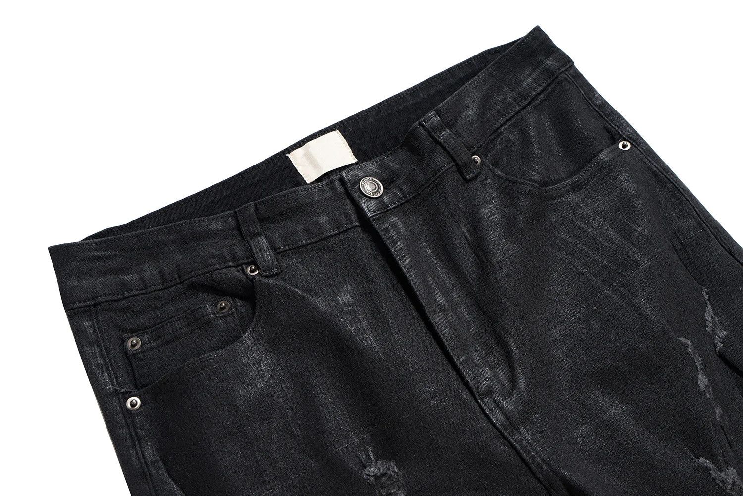 Japanese Brand × Jean High Street Ripped Damaged Coatted Wax Baggy Flare Size US 34 / EU 50 - 6 Thumbnail