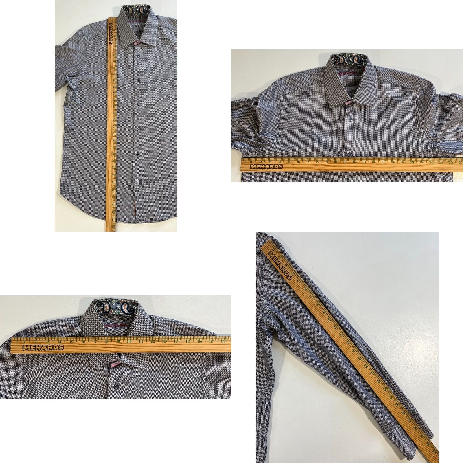 Robert Graham VINTAGE Robert Graham Button-Up Weave ShirtMens M Gray Cotton Paisley Cuffs, Collar 15.5 39-15.5 Size US M / EU 48-50 / 2 - 9 Thumbnail