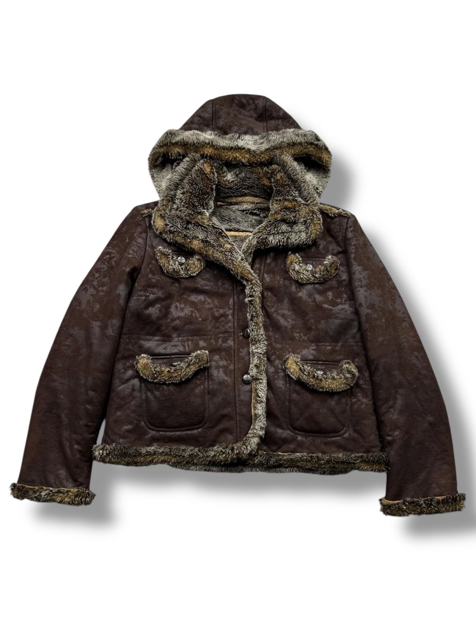 Japanese Brand Faux Sheepskin Cropped Jacket From The 90's(V15) Size M / US 6-8 / IT 42-44 - 1 Thumbnail