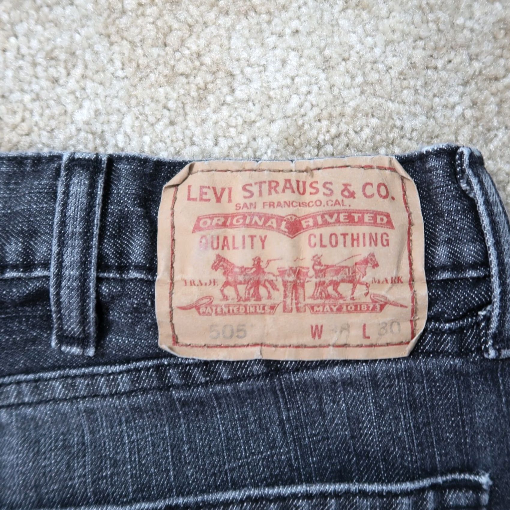 Levi's Levi's 505 Regular Fit Straight Leg Denim Jeans Men 38x30 Black Denim Jeans Size US 38 / EU 54 - 6 Thumbnail