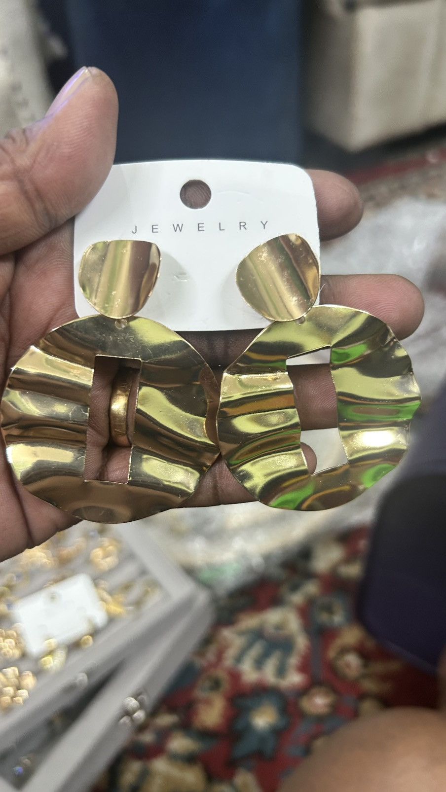 Other Anti Tarnish Golden Earrings Size ONE SIZE - 3 Thumbnail