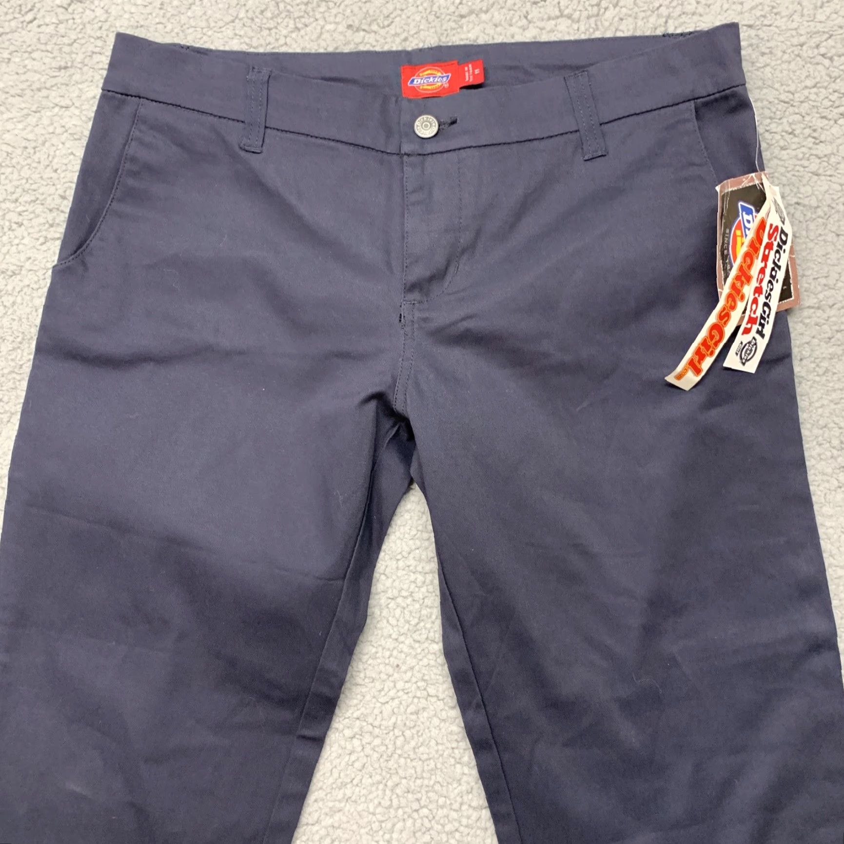 Dickies Dickies Girl Stretch Womens Size 11 Blue Cropped Pants Style NHH11 34" Waist Jeans Cropped 8.5-10.5 in. Regular Belt Loops Womens Stars? Size 32" / US 10 / IT 46 - 2 Thumbnail