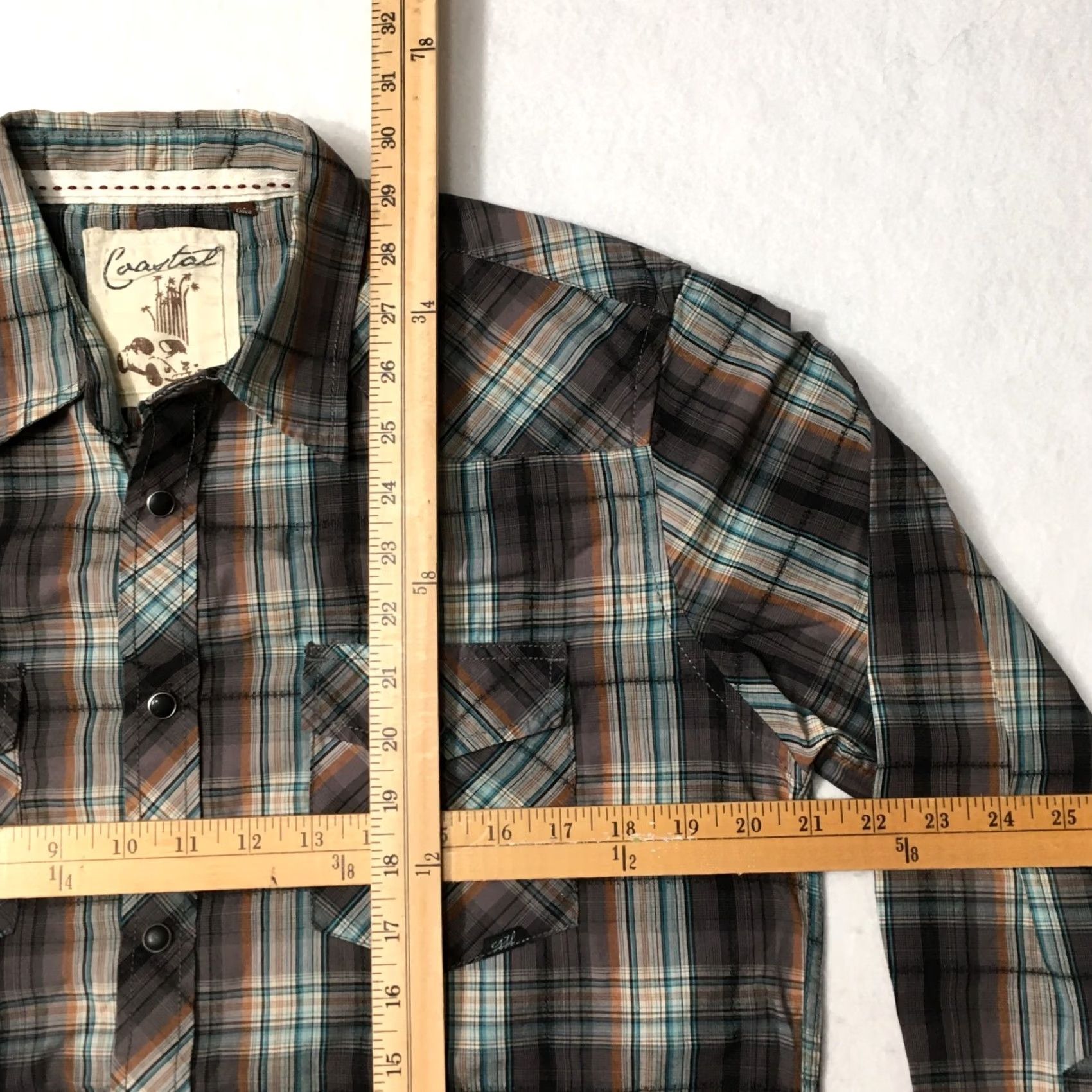 Vintage Coastal shirt men’s large plaid Pearl snap long sleeve button up Pockets Size US L / EU 52-54 / 3 - 4 Thumbnail