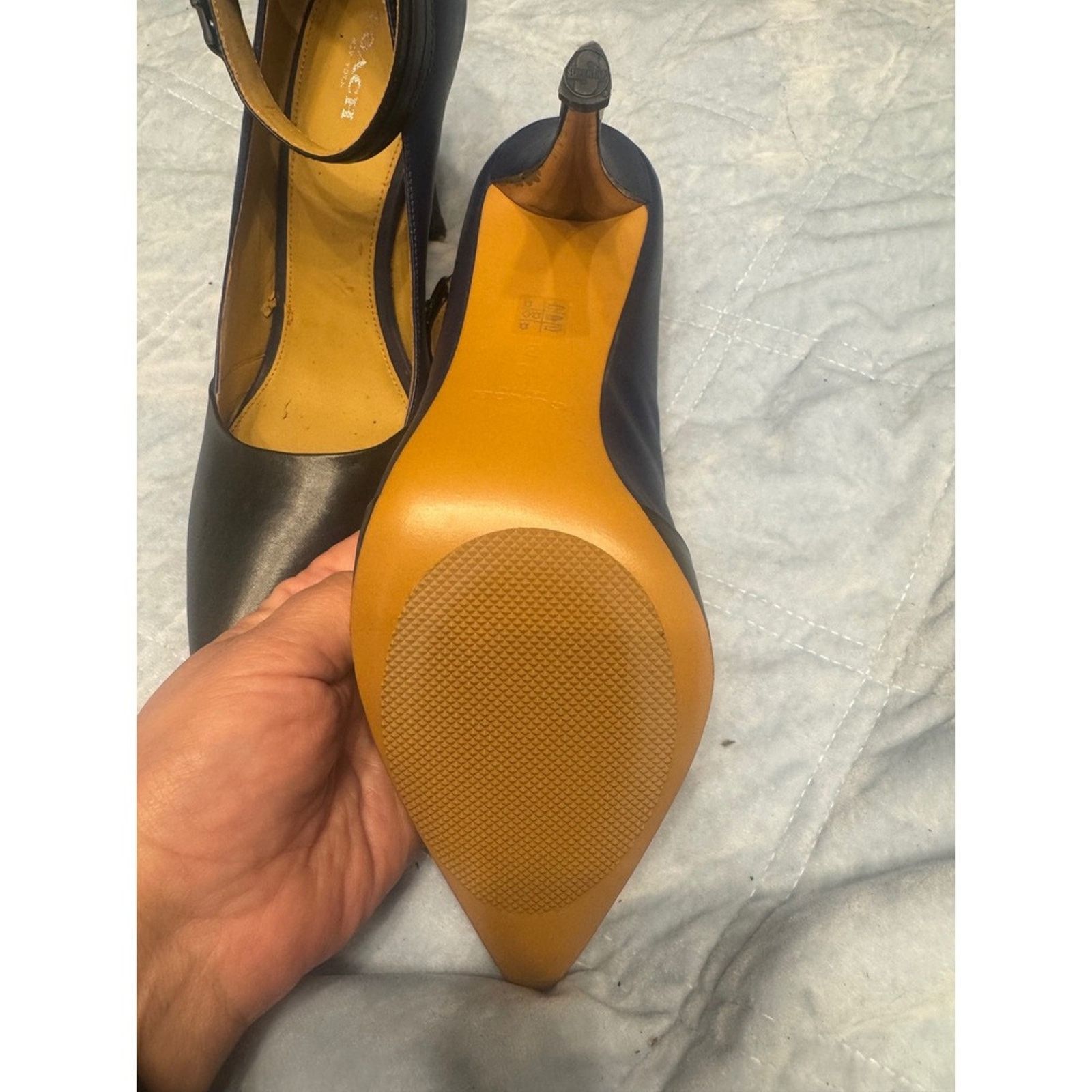 Coach Coach Leather Ankle Strap Heels Pointed Toe Block Heel Pumps Size US 8 / IT 38 - 4 Thumbnail