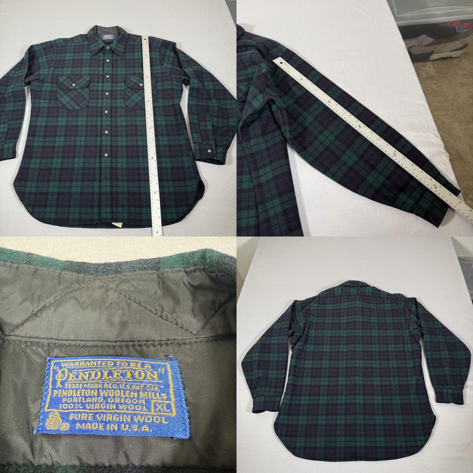 Pendleton VINTAGE Pendleton Shirt Mens XL Green Black Watch Tartan Plaid Wool Flannel USA Size US XL / EU 56 / 4 - 8 Thumbnail