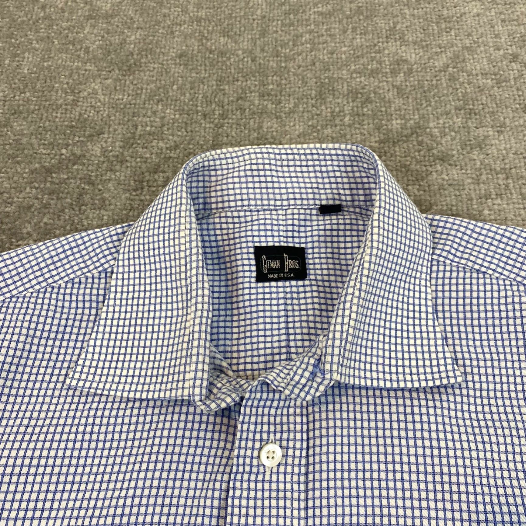 Vintage Gitman Bros Shirt Mens 16.5 / 33 Button Up Blue White Micro Plaid Casual Dress Top USA Size US XL / EU 56 / 4 - 2 Thumbnail