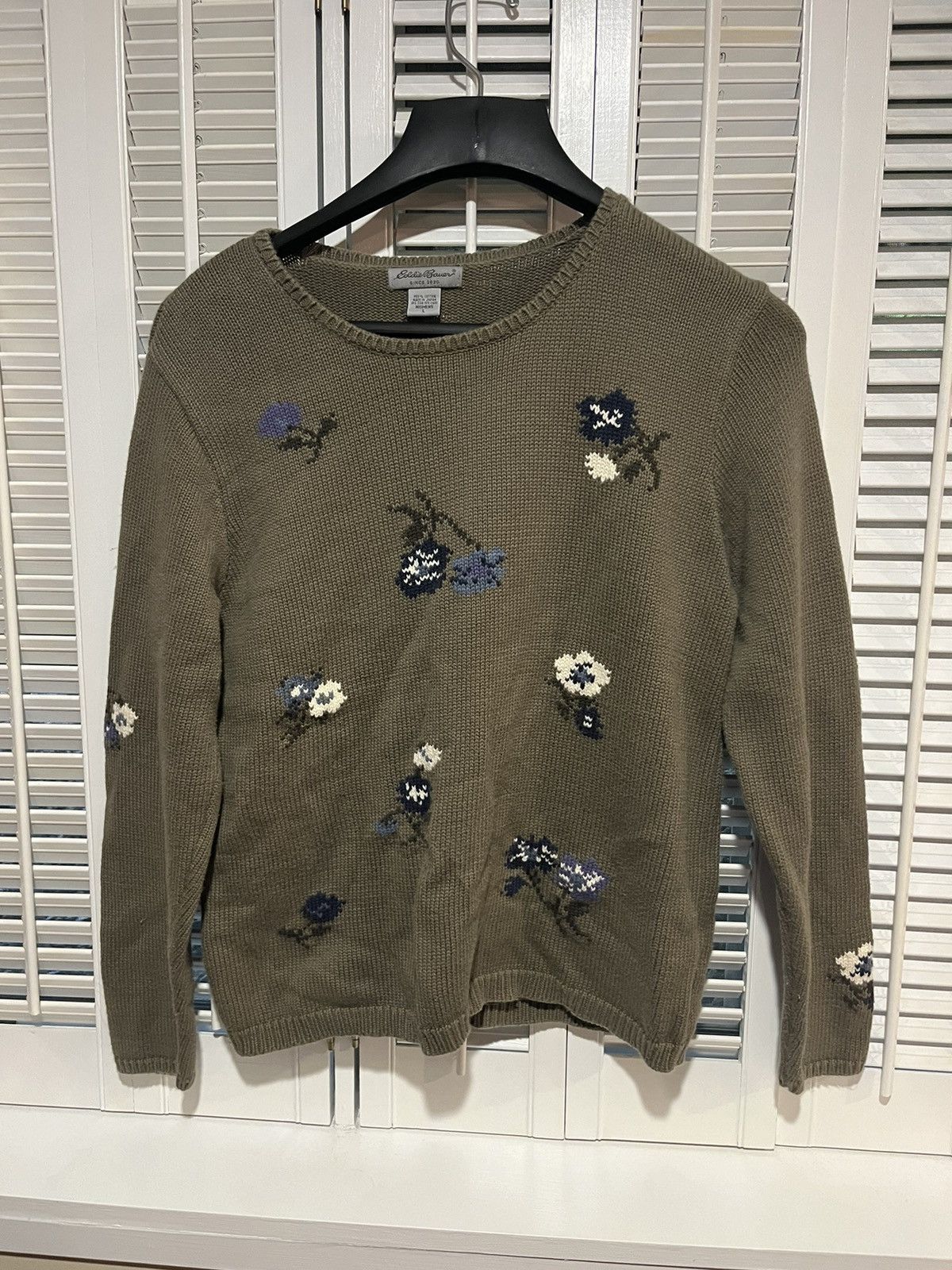 Vintage 90s women’s Eddie Bauer knit crewneck flower print / L Size L / US 10 / IT 46 - 1 Thumbnail