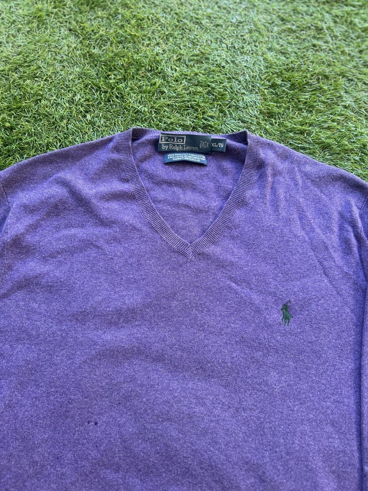 Polo Ralph Lauren × Vintage Polo Ralph Lauren Men’s Vintage V Neck Purple Sweater Size US XL / EU 56 / 4 - 1 Thumbnail