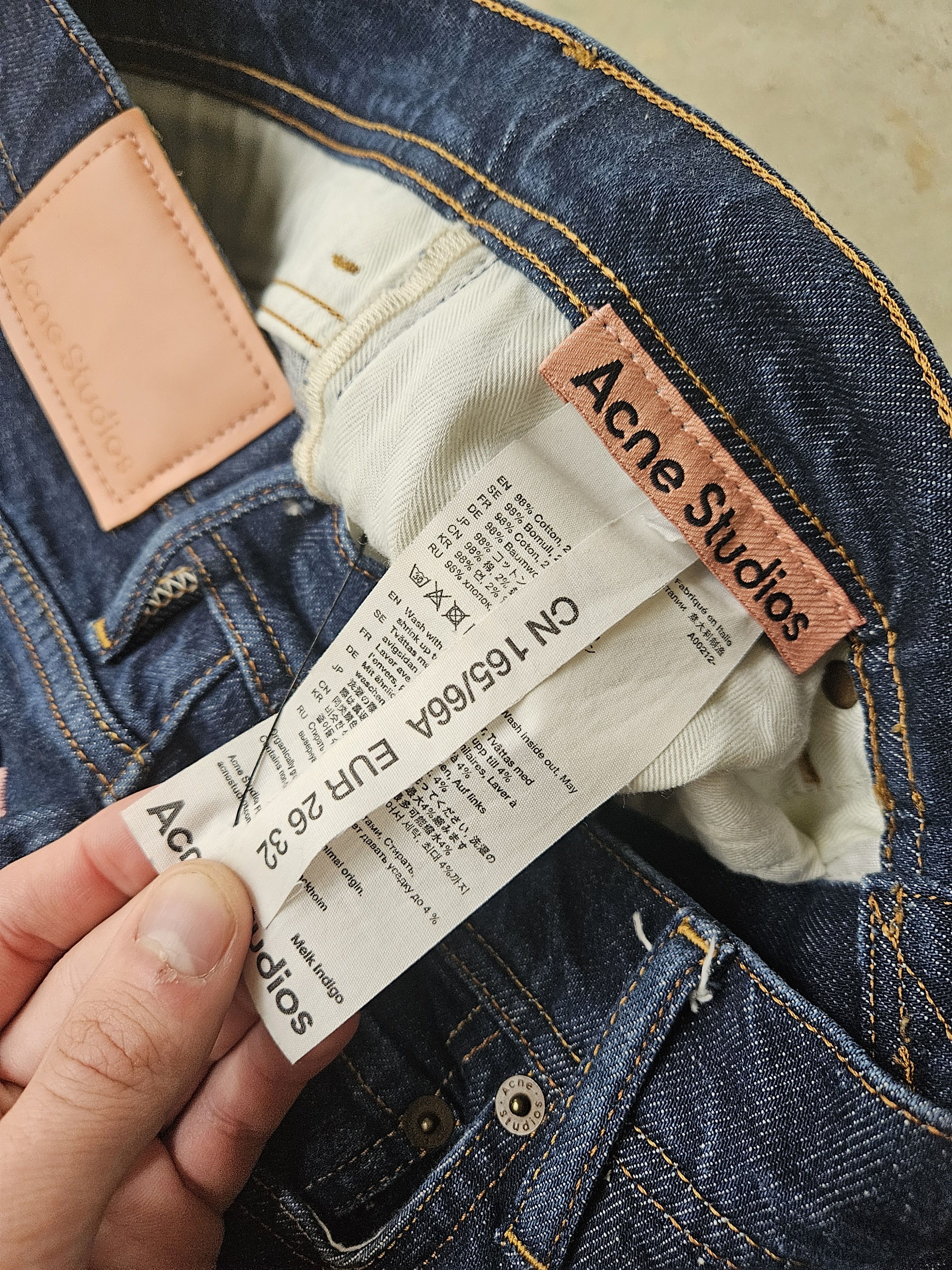 Acne Studios Melk Indigo Leather Back Patch Blue Denim Jeans Size US 26 / EU 42 - 8 Thumbnail