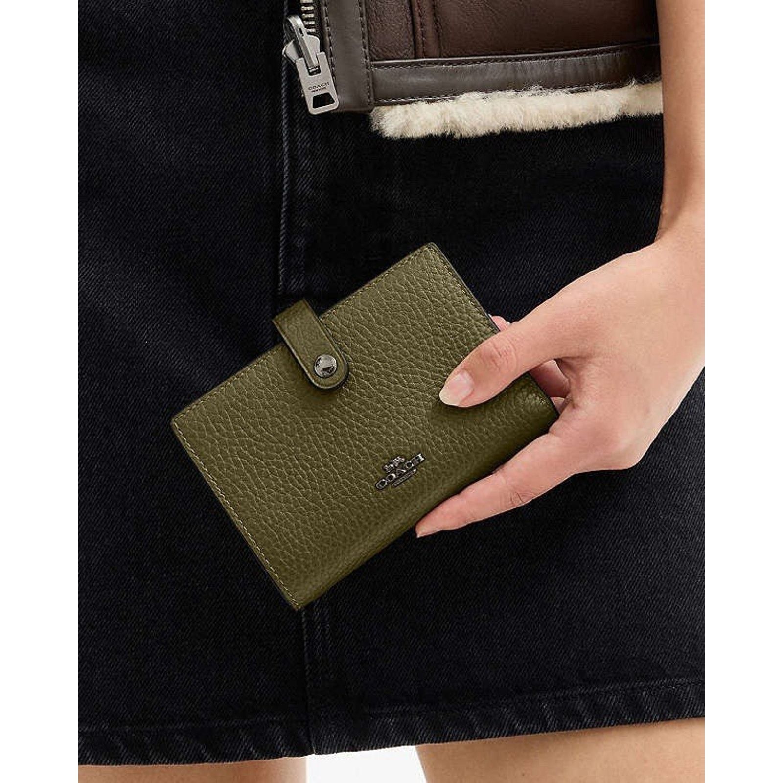 Coach NWT Coach 2-in-1 Wallet Soft Gunmetal/Olive CCL70 Size ONE SIZE - 11 Thumbnail