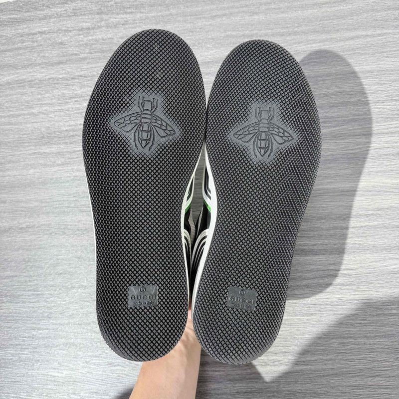 Gucci Gucci Green White Black Low-Top Sneakers - Size US 8 / EU 41 - 4 Thumbnail