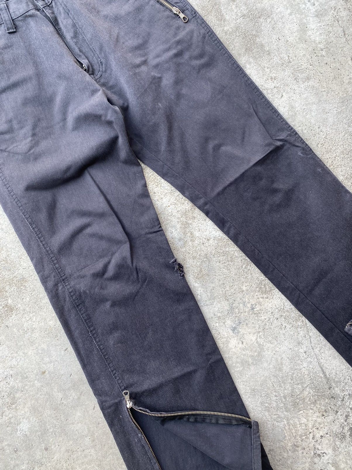 Japanese Brand Open Leg Multi Zipper Flare Pants (7 riri zipp) Size US 30 / EU 46 - 4 Thumbnail