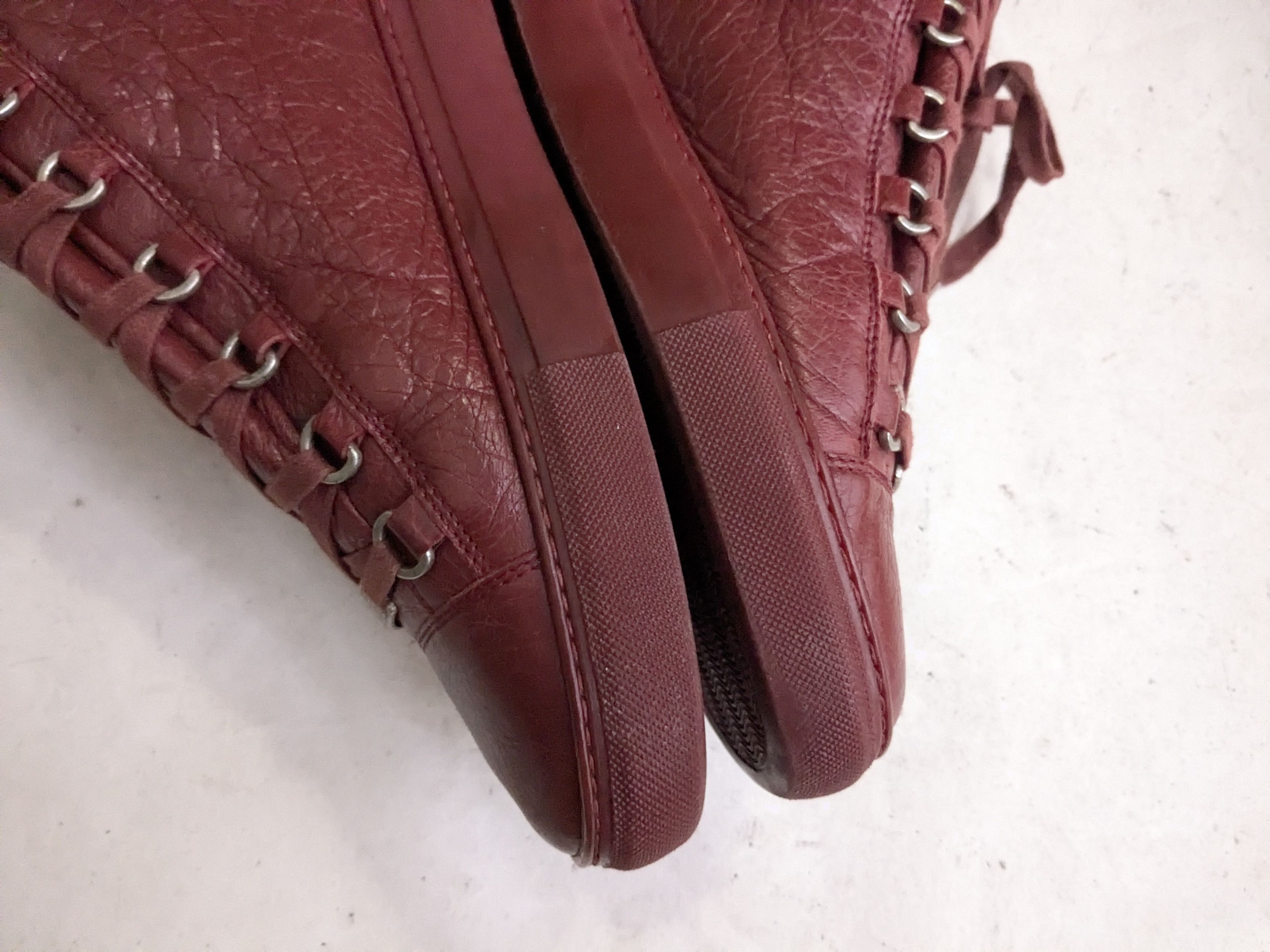 Balenciaga Balenciaga Arenas Burgundy Leather 12 High Tops Size US 12 / EU 45 - 13 Thumbnail