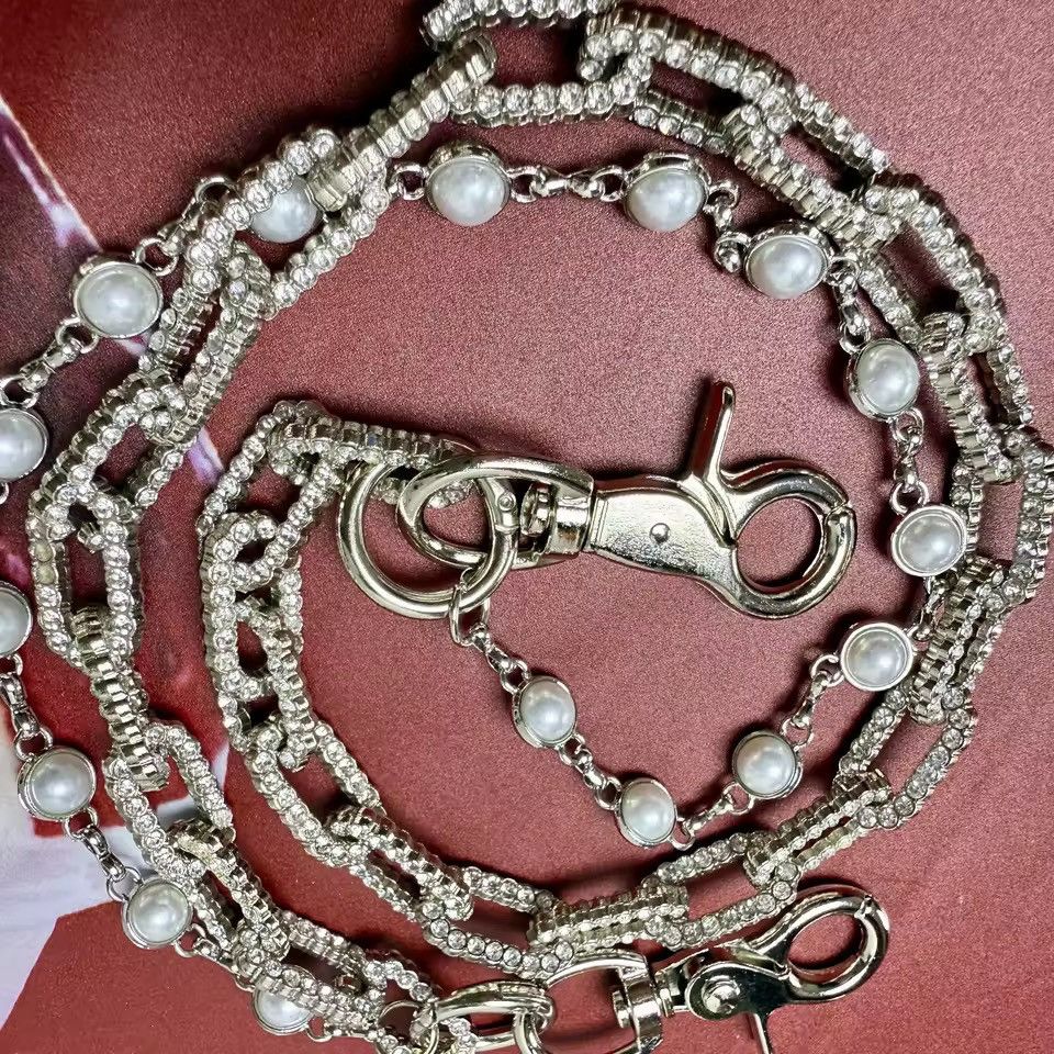 Jewelry Rhinestone Double Layer Pearl Wallet Chain, Belt Pants Chain Size ONE SIZE - 3 Thumbnail