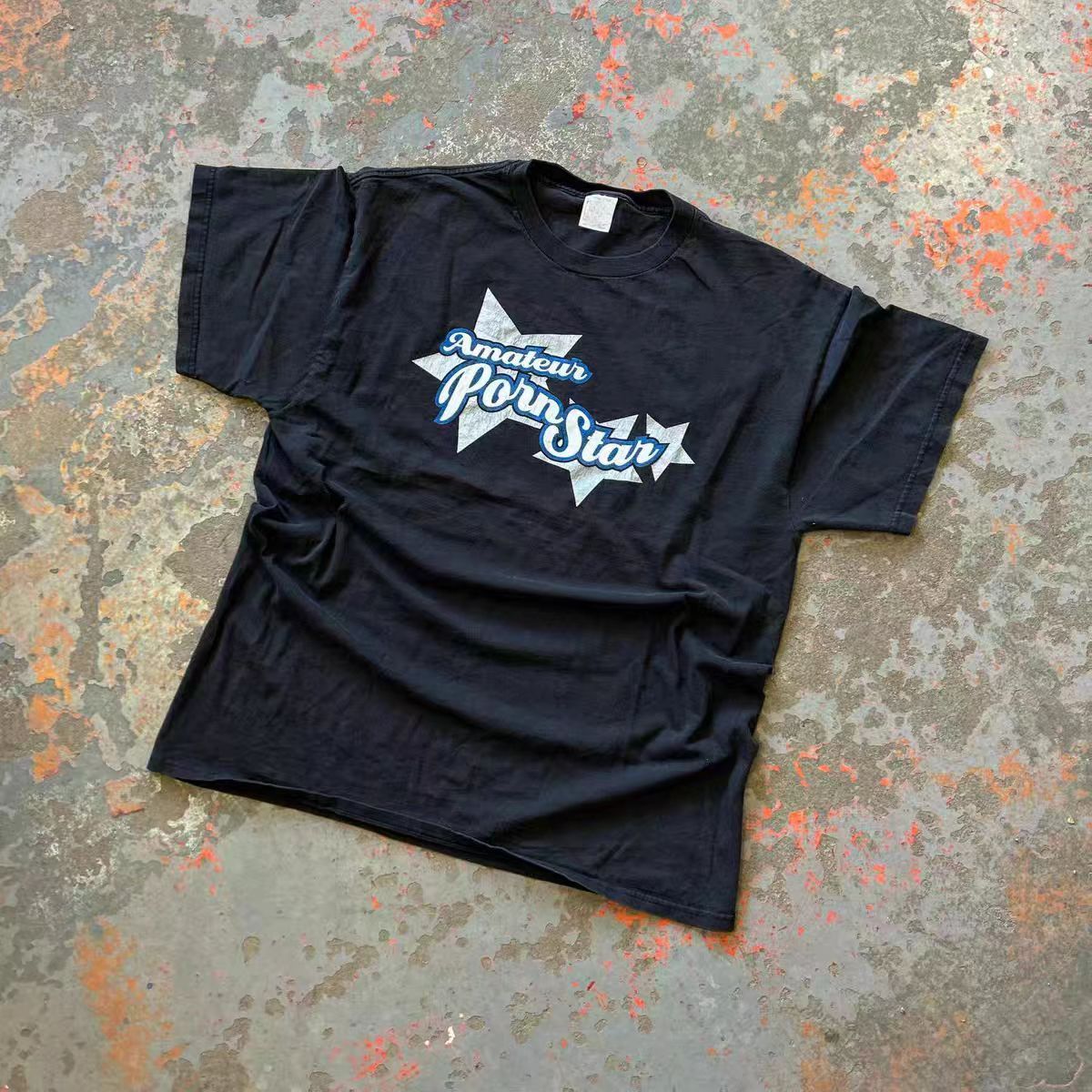 Vintage Black Washed Vintage Star-Print T-Shirt Size US M / EU 48-50 / 2 - 1 Thumbnail