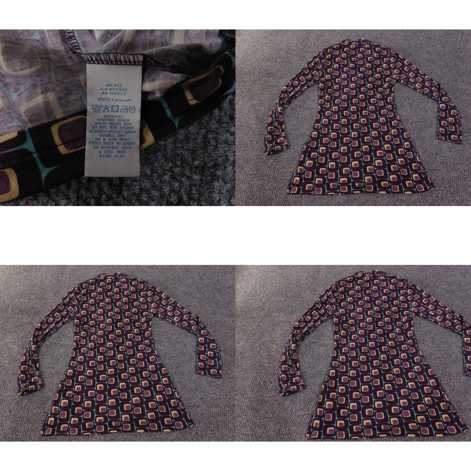 Boden Boden Dress Womens US 6 Purple Geometric Retro Mod Print Long Sleeve Lyocell Size M / US 6-8 / IT 42-44 - 8 Thumbnail