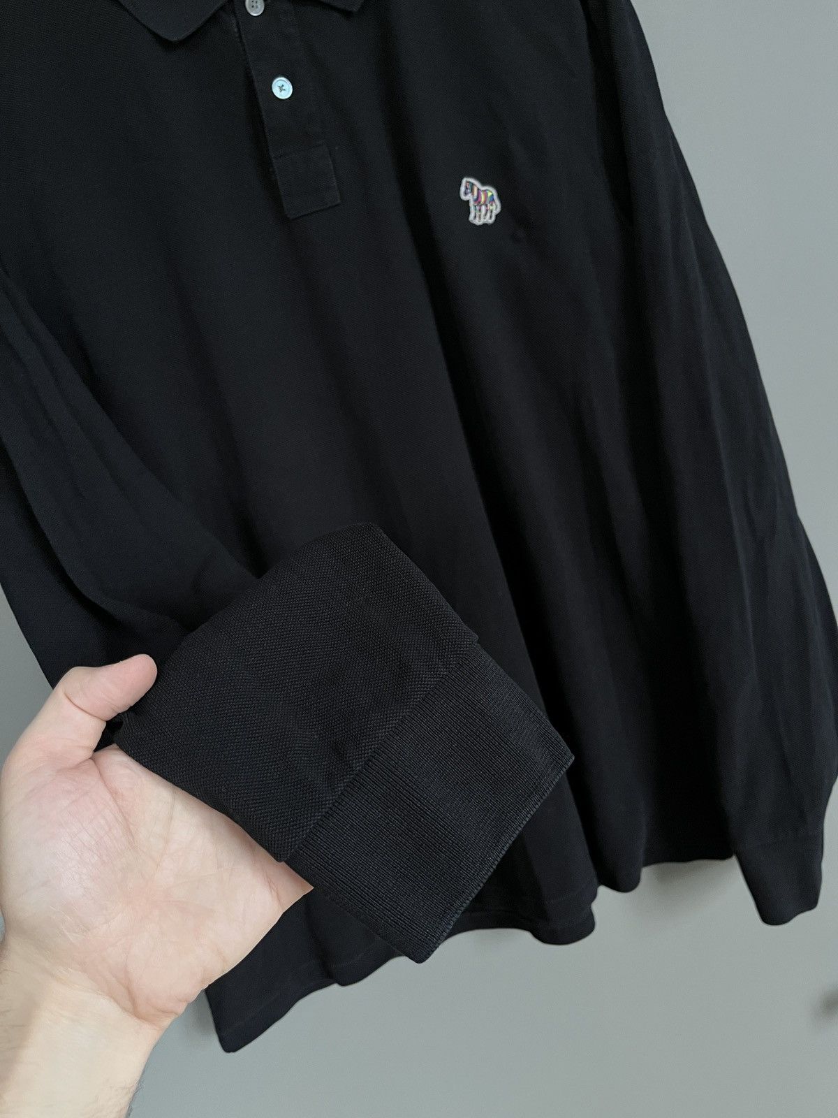 Paul Smith Paul Smith Waffle Black Long Sleeve Polo Shirt Size US XL / EU 56 / 4 - 7 Thumbnail