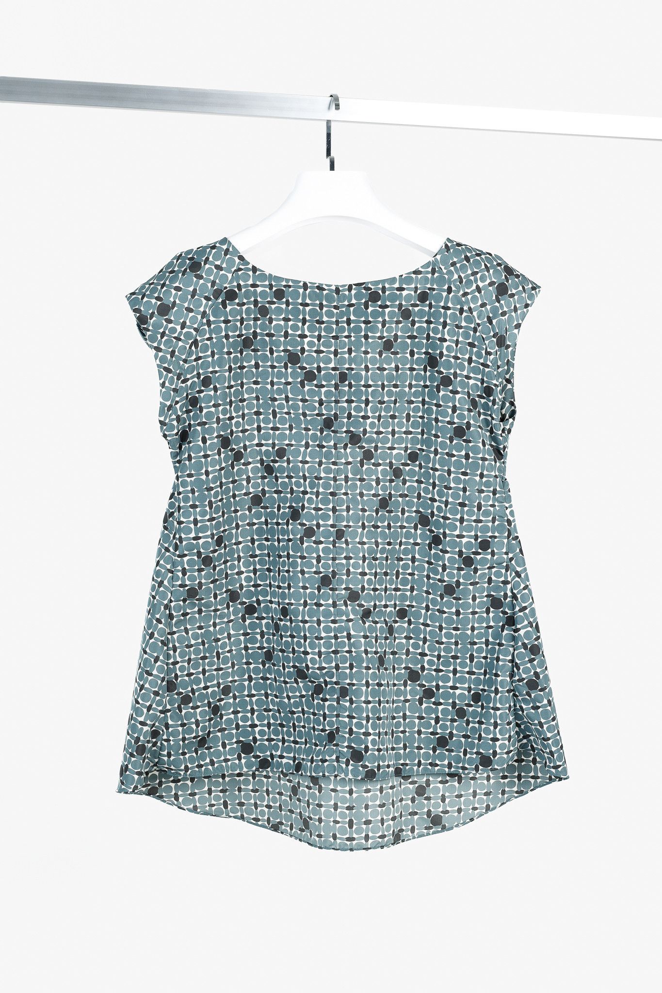Marni Marni Teal Geometric-Printed Cap-Sleeve Blouse Size S / US 4 / IT 40 - 2 Thumbnail