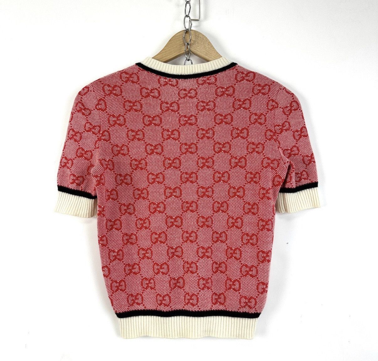 Gucci Gucci Red Double G Logo Knit Short Sleeve K12 Size XS / US 0-2 / IT 36-38 - 2 Thumbnail