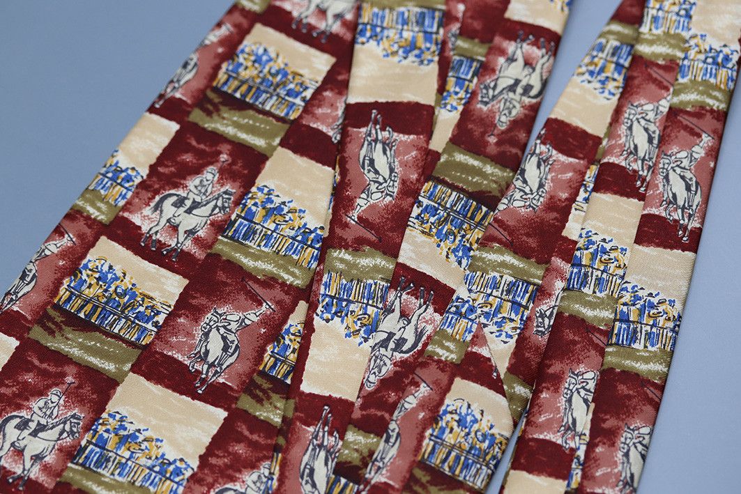 Other Luigi Panza Vintage Italian Silk Tie with Polo Match Scene Size ONE SIZE - 9 Thumbnail