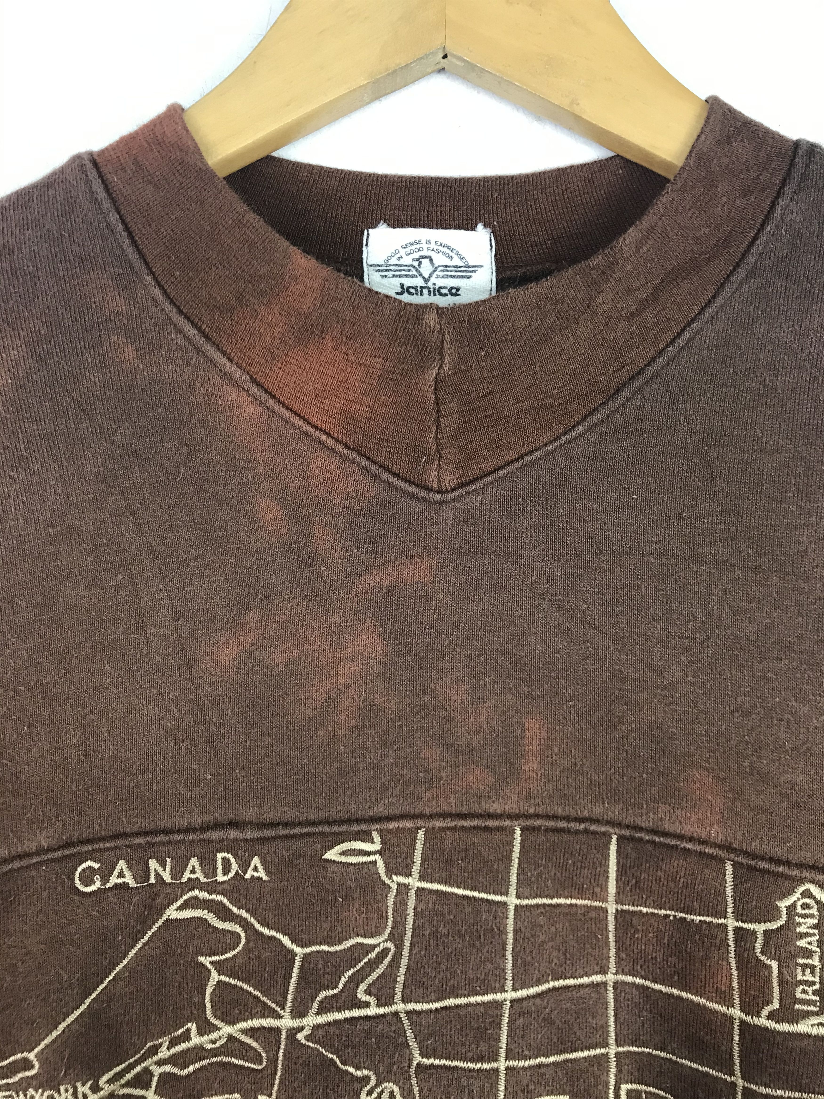 Vintage Vintage 90's World Travelling Maps Sweatshirt Size US M / EU 48-50 / 2 - 8 Thumbnail
