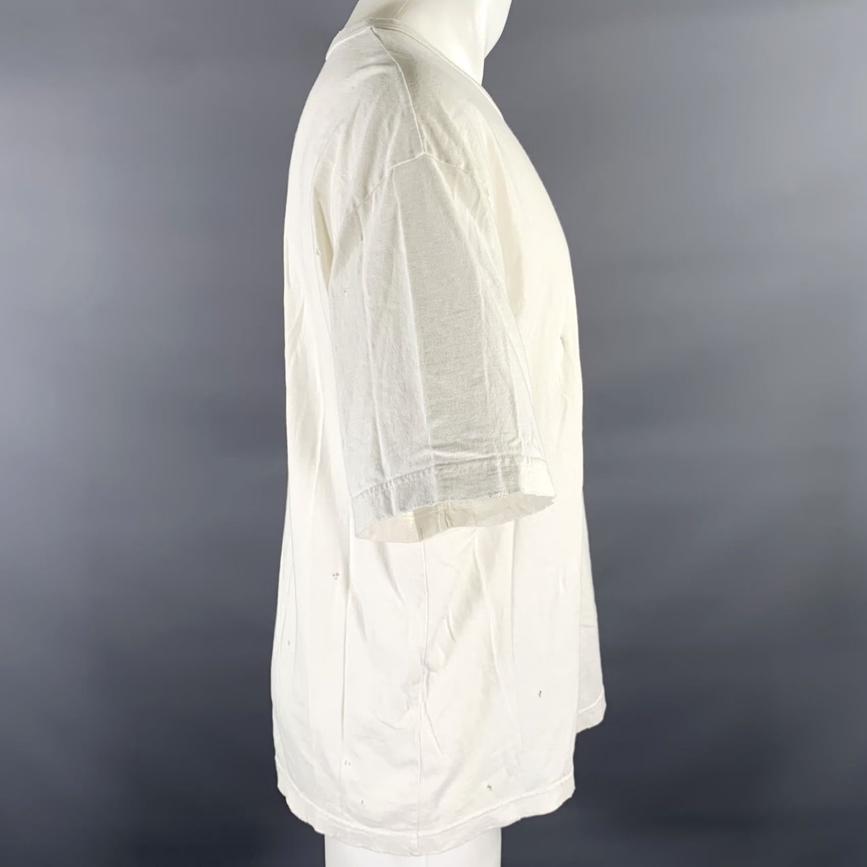 Visvim VISVIM Distressed Cotton Crew-Neck T-shirt White Size L Size US L / EU 52-54 / 3 - 3 Thumbnail