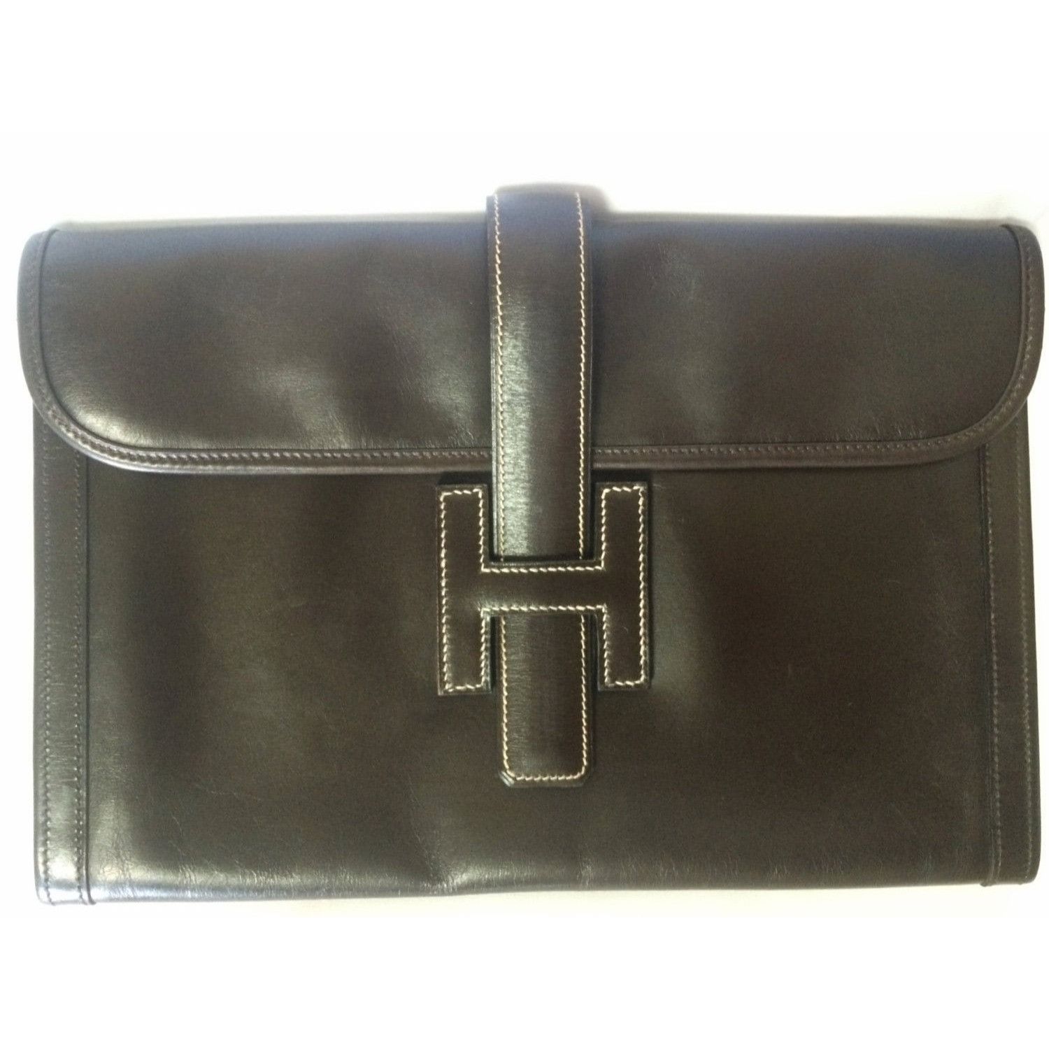 Hermes 90's vintage HERMES jige, document case, brown portfolio bag Size ONE SIZE - 1 Thumbnail